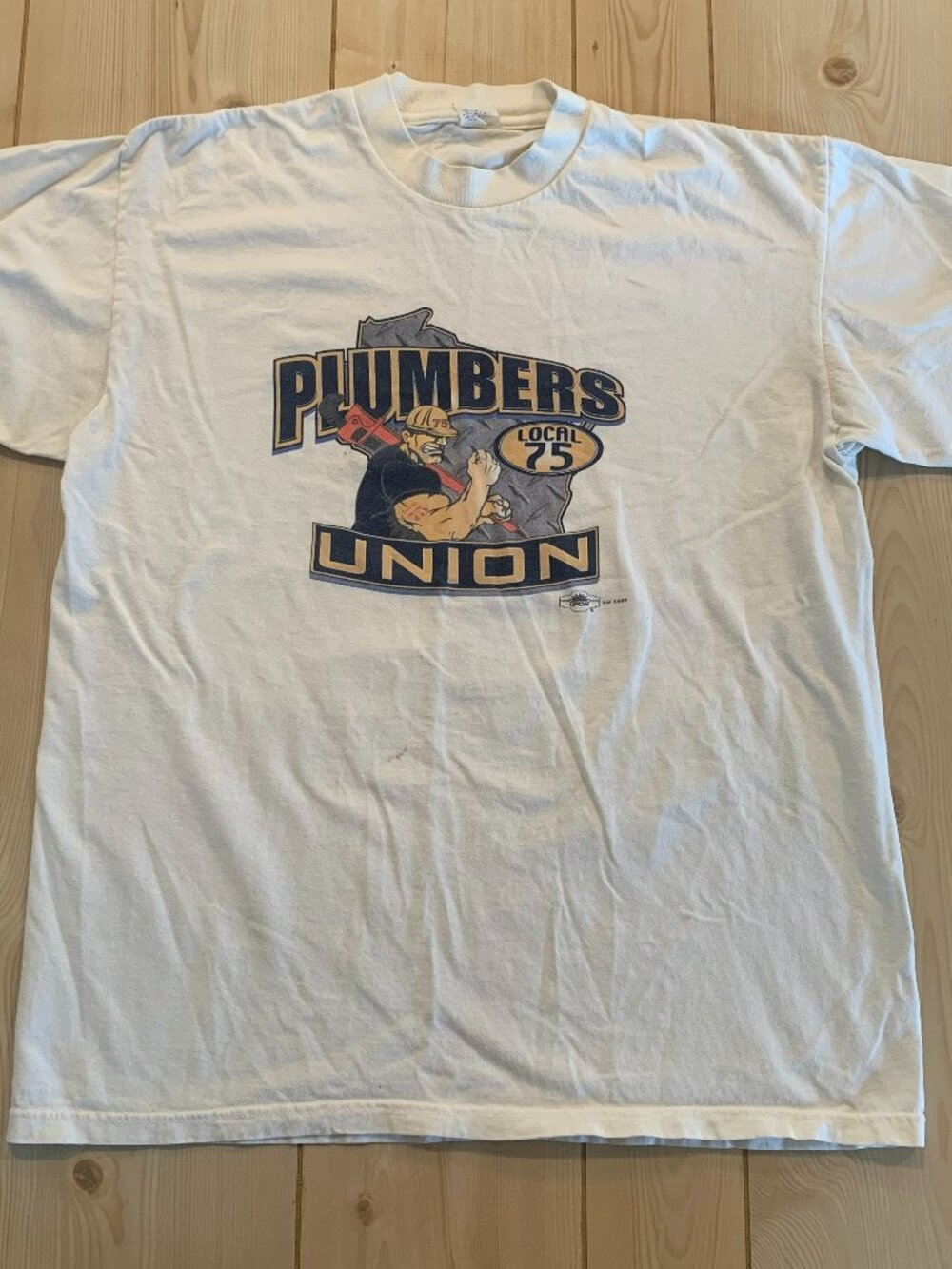 Vintage 90s Plumbers Union Wisconsin Local 75 Trade Workers T-Shirt Size XL